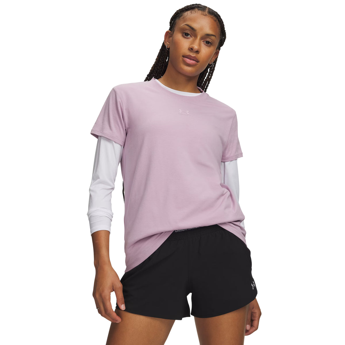 UNDER ARMOUR RIVAL CORE SS TEE WOMAN - Lilla - immagine principale