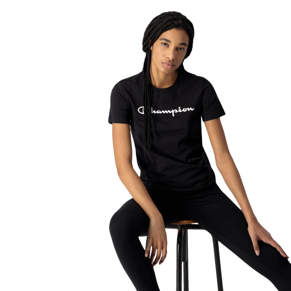 CHAMPION WOMAN CREWNECK T-SHIRT - Nero - vista 3