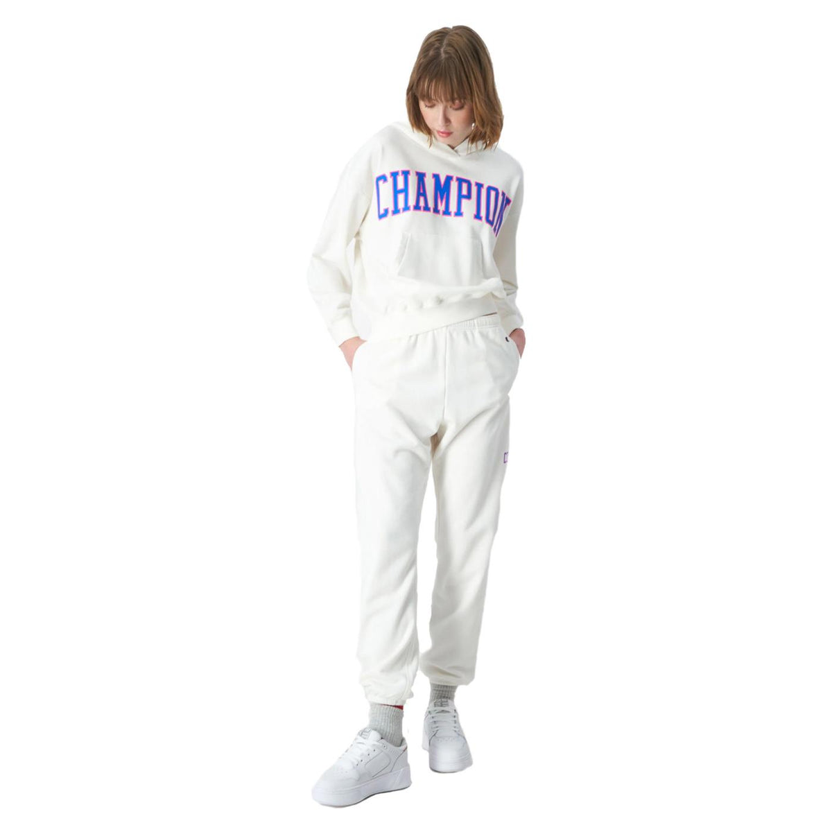 CHAMPION WOMAN HOODED SWEATSHIRT - Bianco - vista 2
