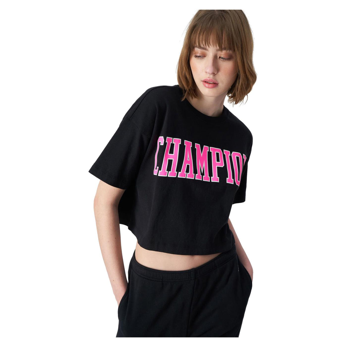 CHAMPION WOMAN CREWNECK T-SHIRT - Nero - vista 2