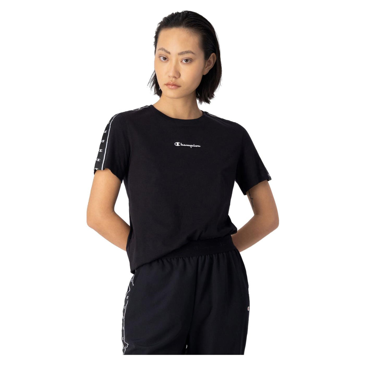 CHAMPION WOMAN CREWNECK T-SHIRT - Nero - vista 2