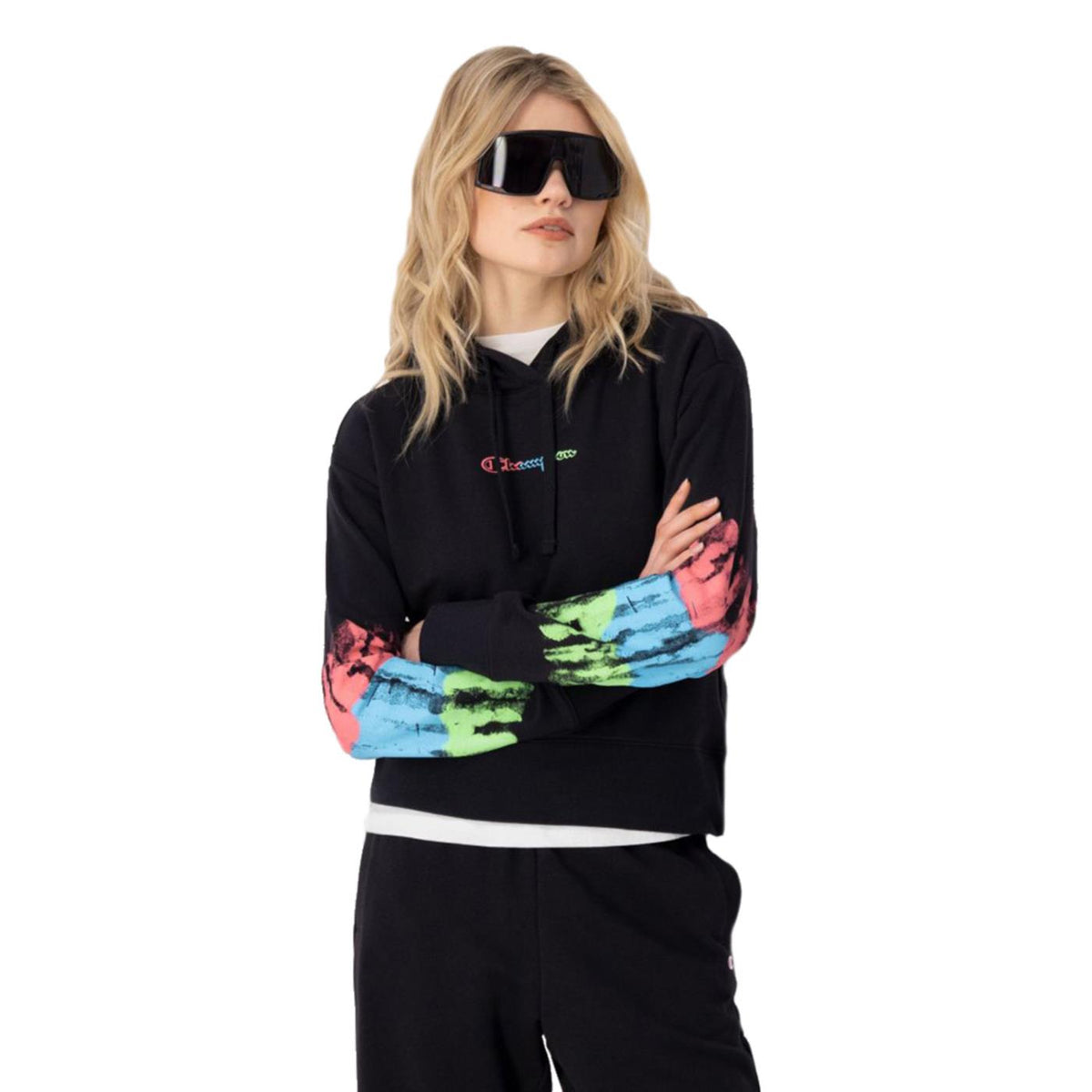 CHAMPION WOMAN HOODED SWEATSHIRT - Nero - vista 2