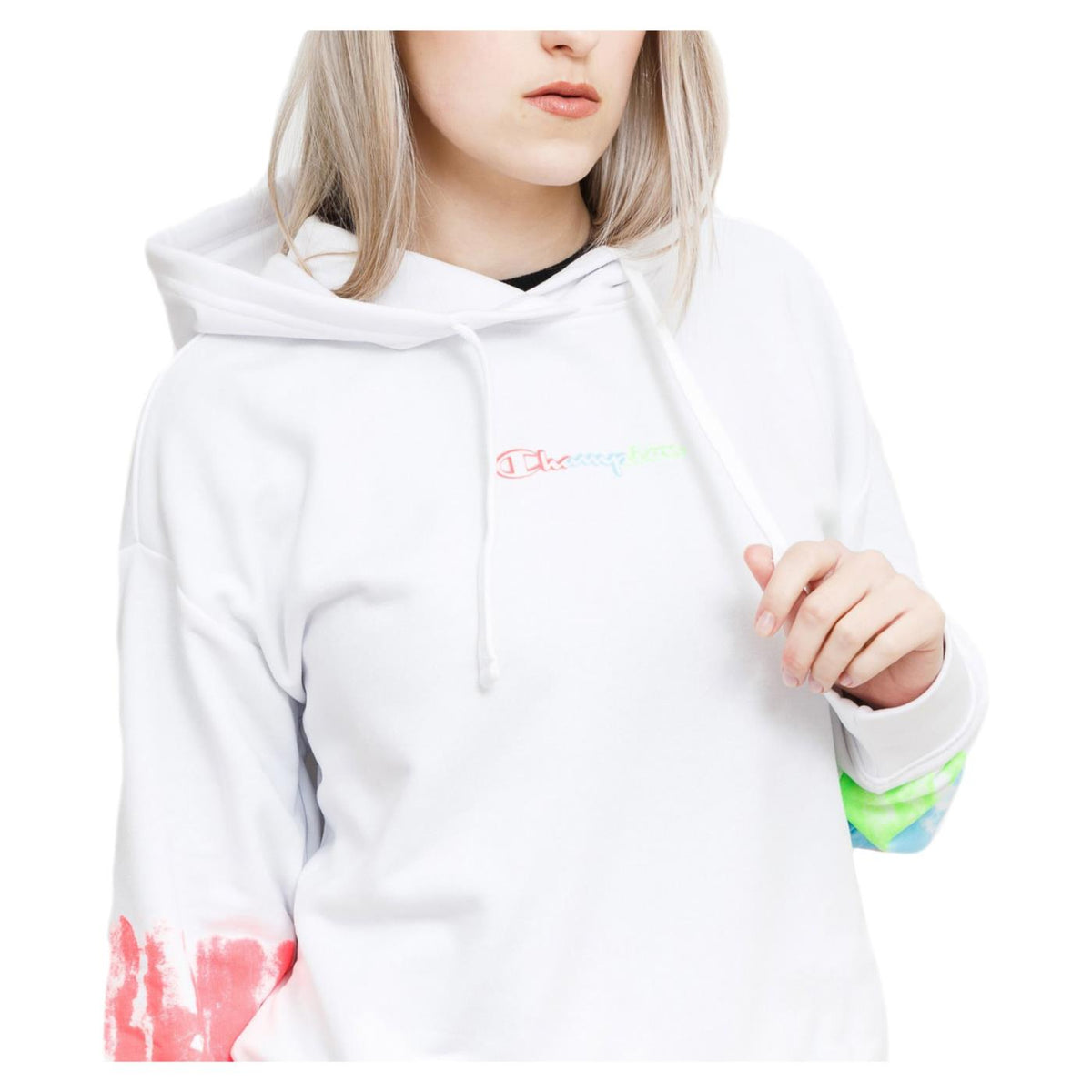 CHAMPION WOMAN HOODED SWEATSHIRT - Bianco - vista 3