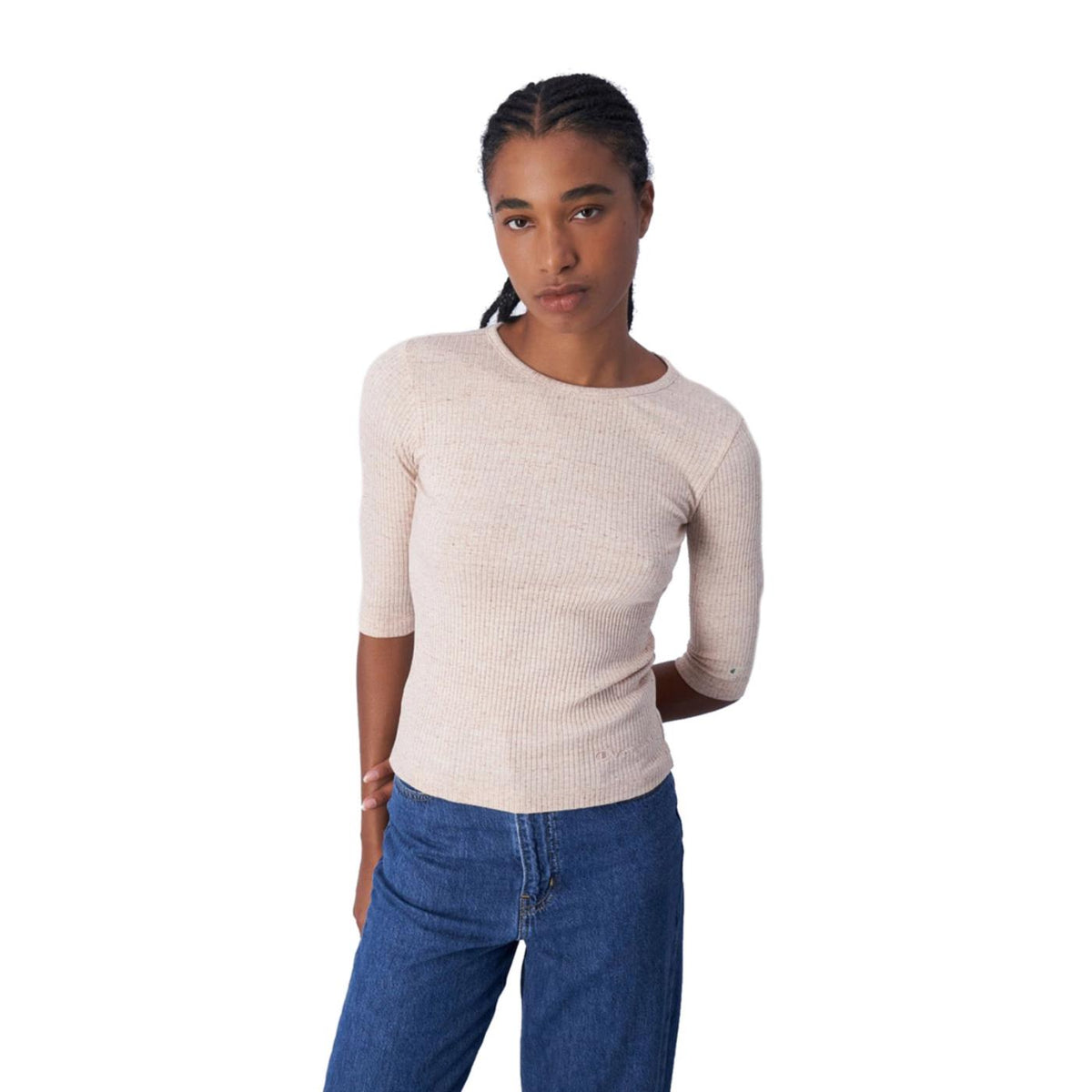 CHAMPION CREWNECK T-SHIRT - Beige - vista 2