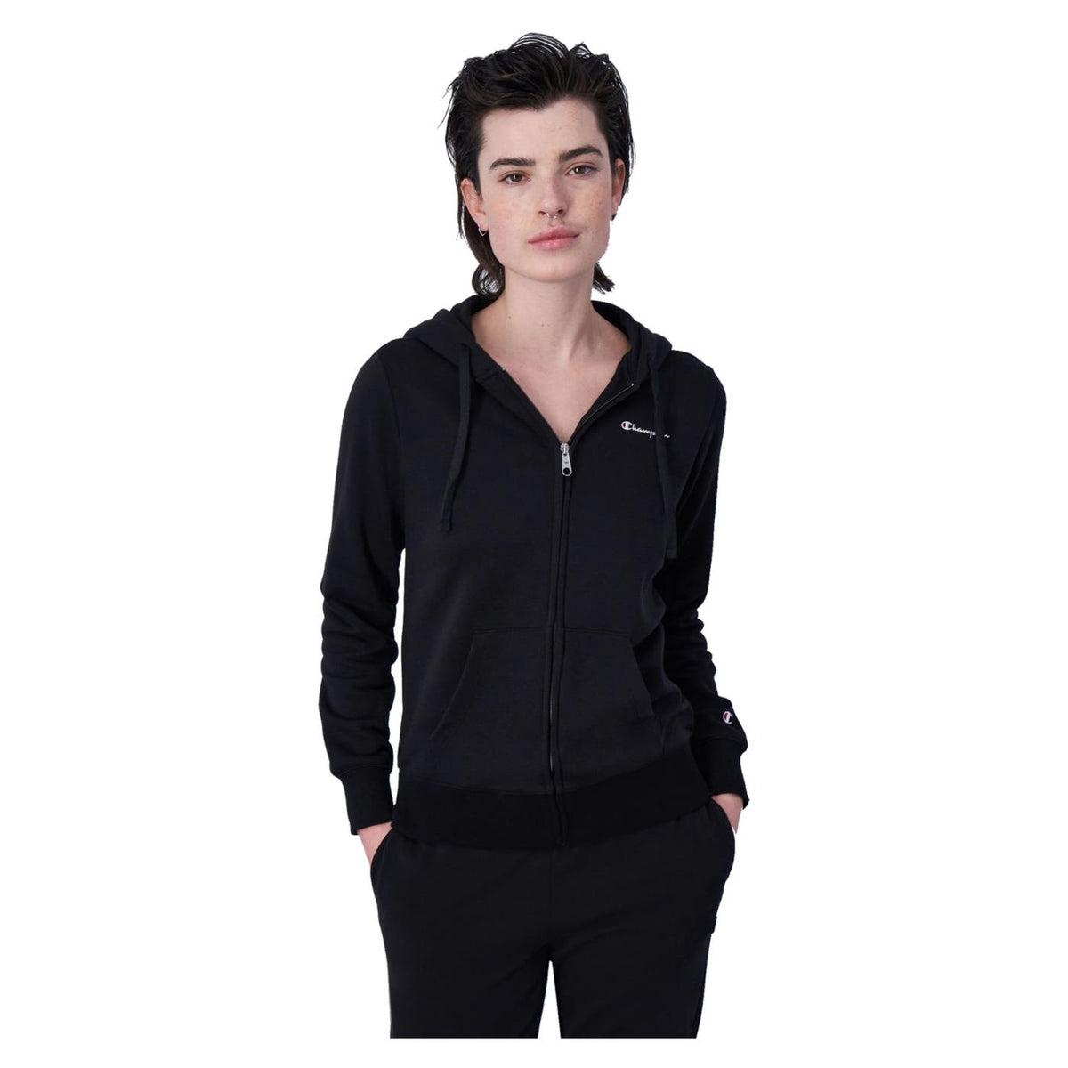 CHAMPION HOODED FULL ZIP SWEATSHIR - Nero - vista 2