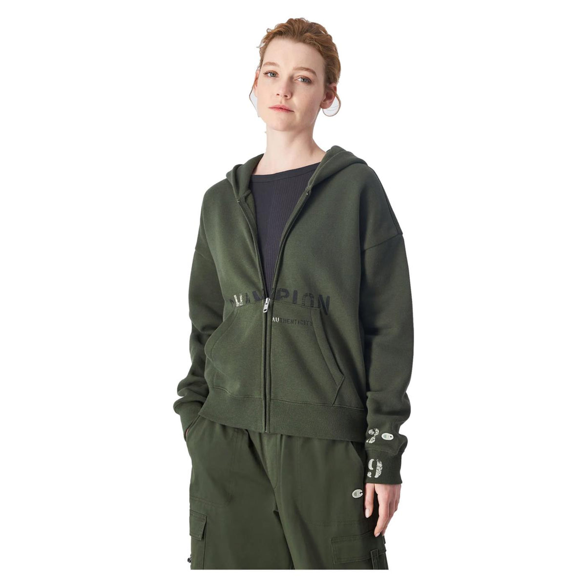 CHAMPION W HOODED FZ SWEATSHIRT