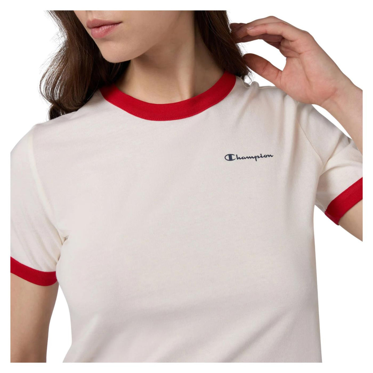 CHAMPION W CREWNECK CROPTOP TEE - Bianco - vista 3