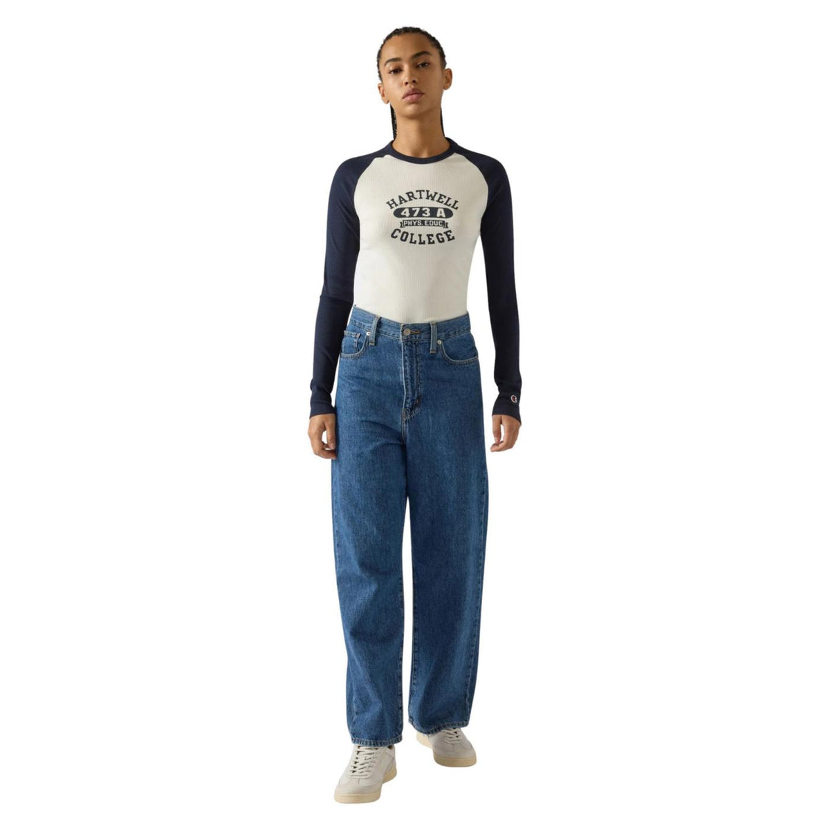 CHAMPION W CREWNECK LS TEE - Bianco - vista 4