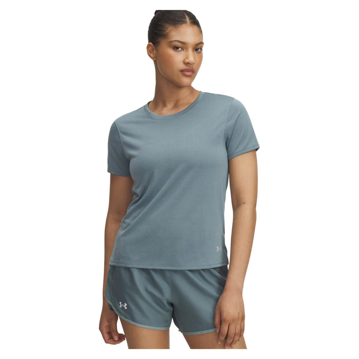UNDER ARMOUR W LAUNCH SHORTSLEEVE TEE - Blu - vista 3