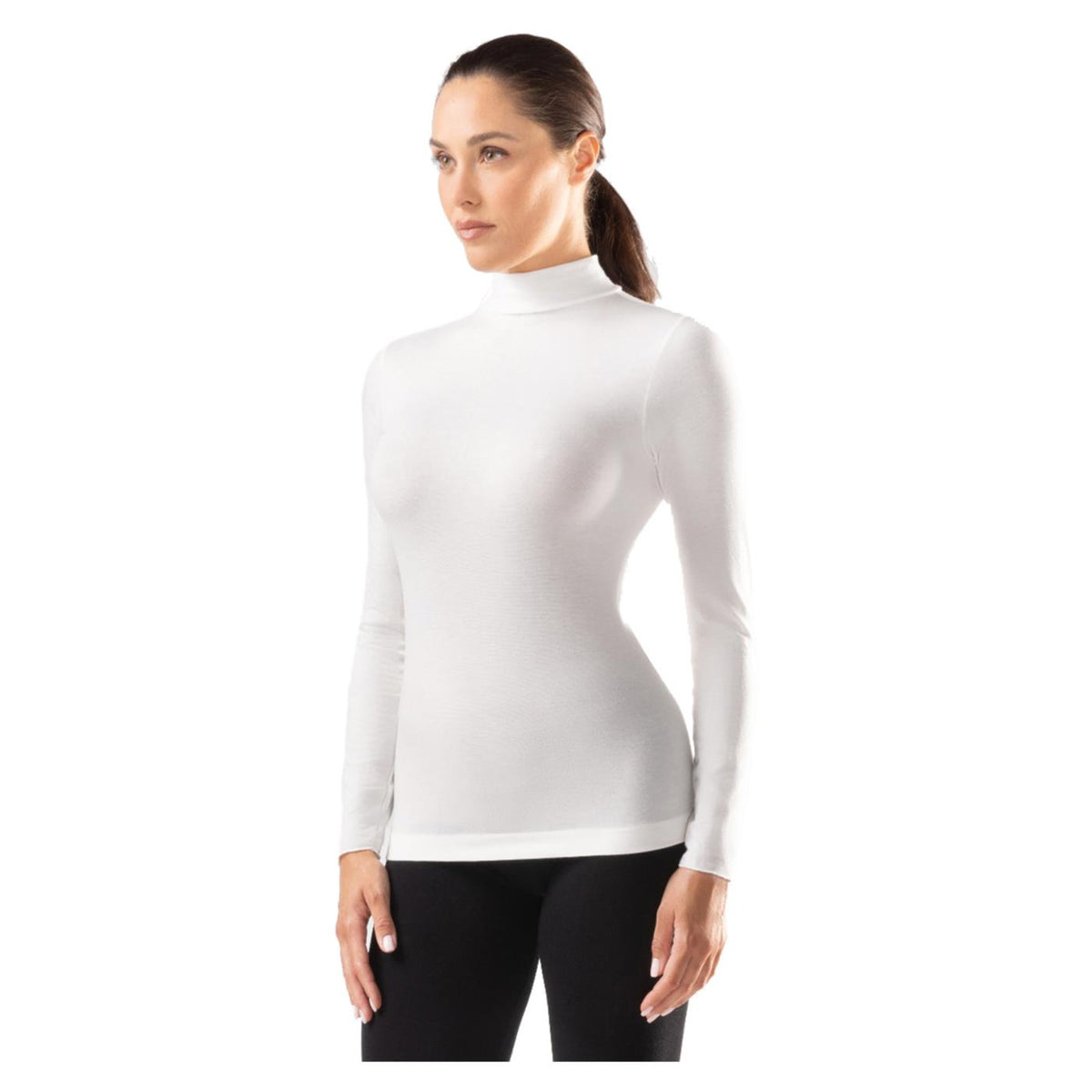 IRON-IC CASHMERE TURTLE LS WOMAN - Bianco - immagine principale