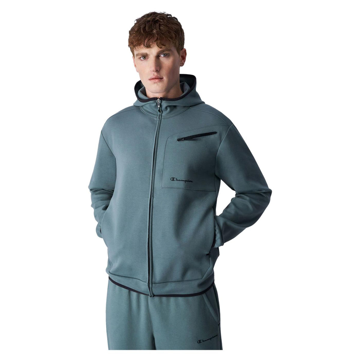 CHAMPION HOODED FULL ZIP SWEATSHIR - Verde - vista 2