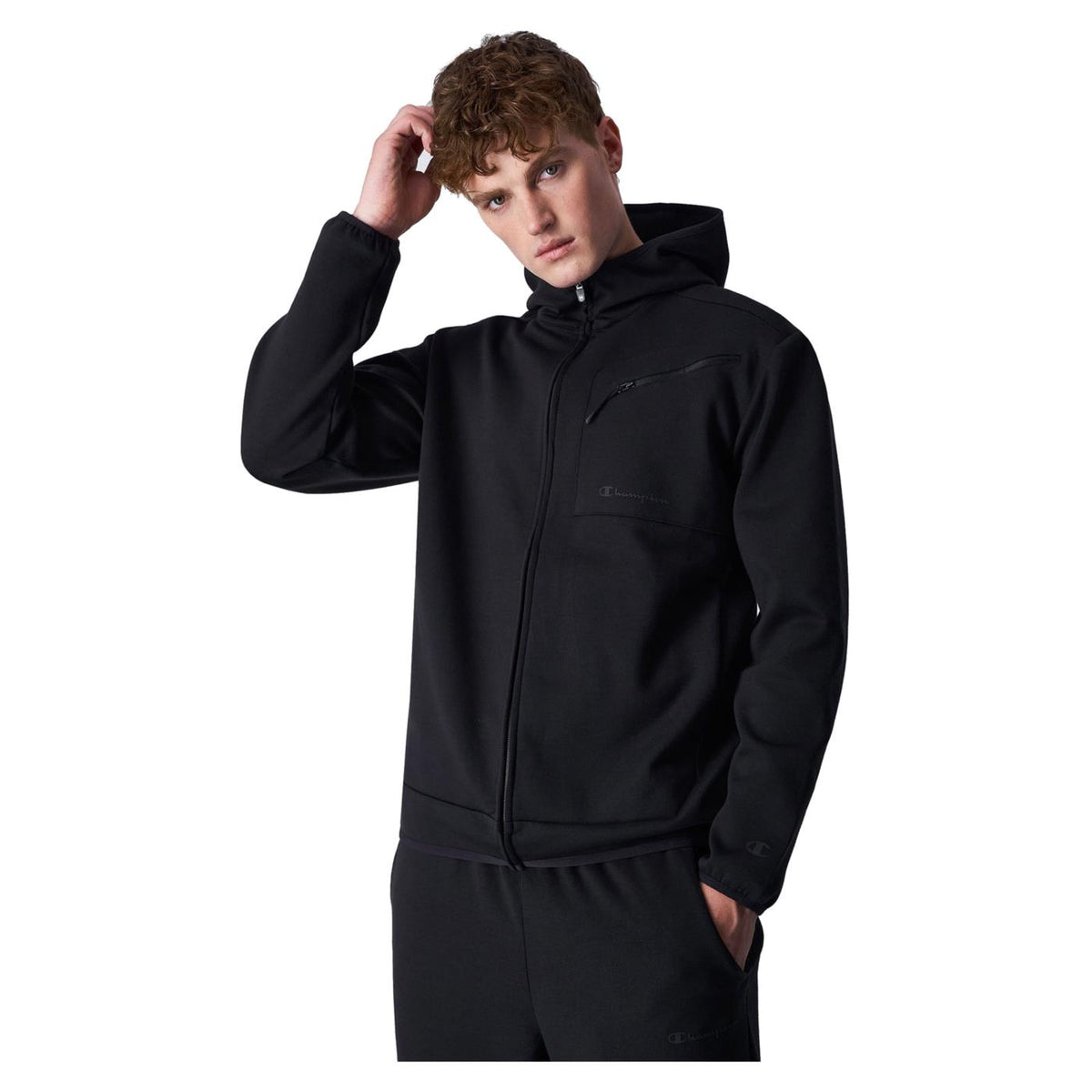 CHAMPION HOODED FULL ZIP SWEATSHIR - Nero - vista 2
