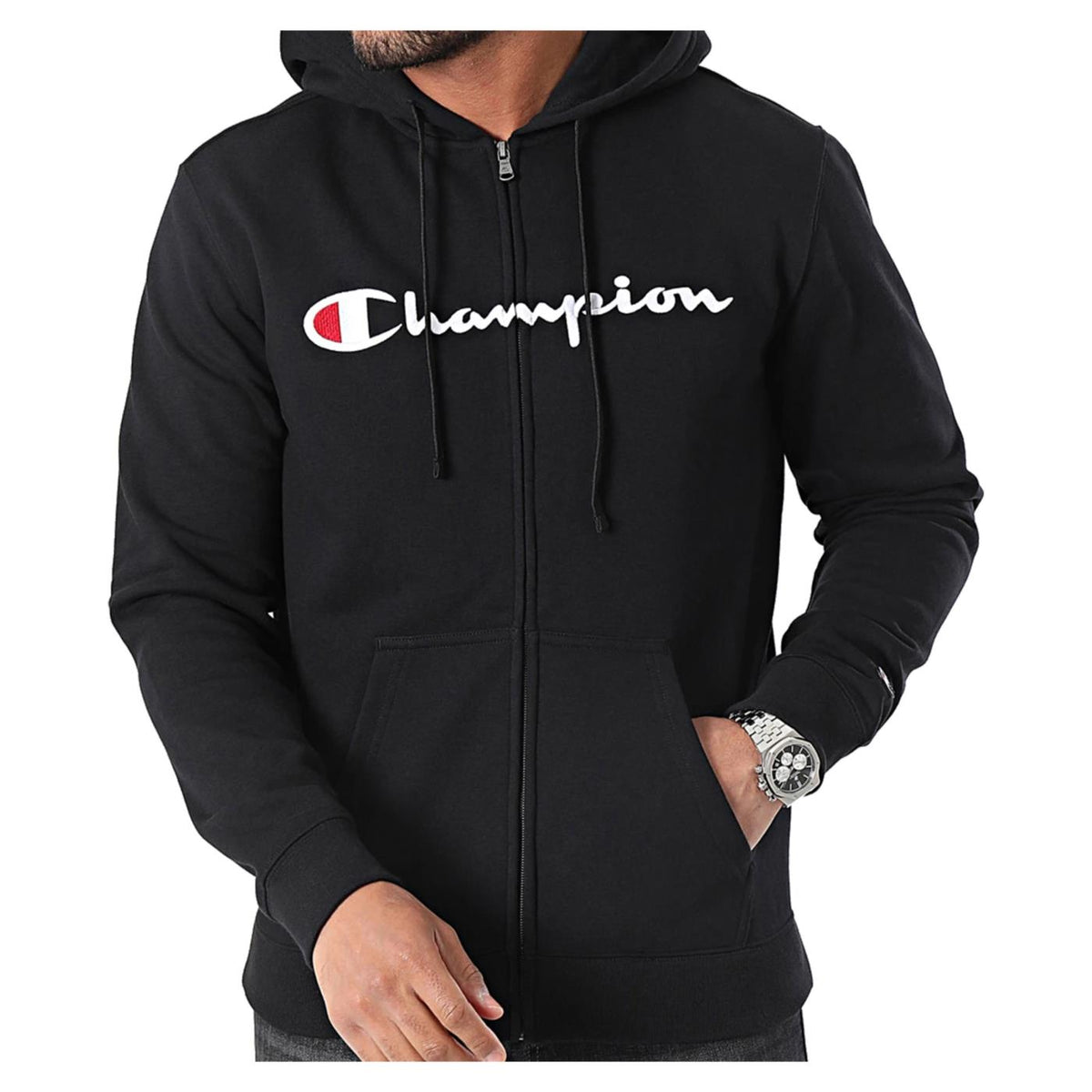 CHAMPION HOODED FZ SWEATSHIRT - Nero - vista 2