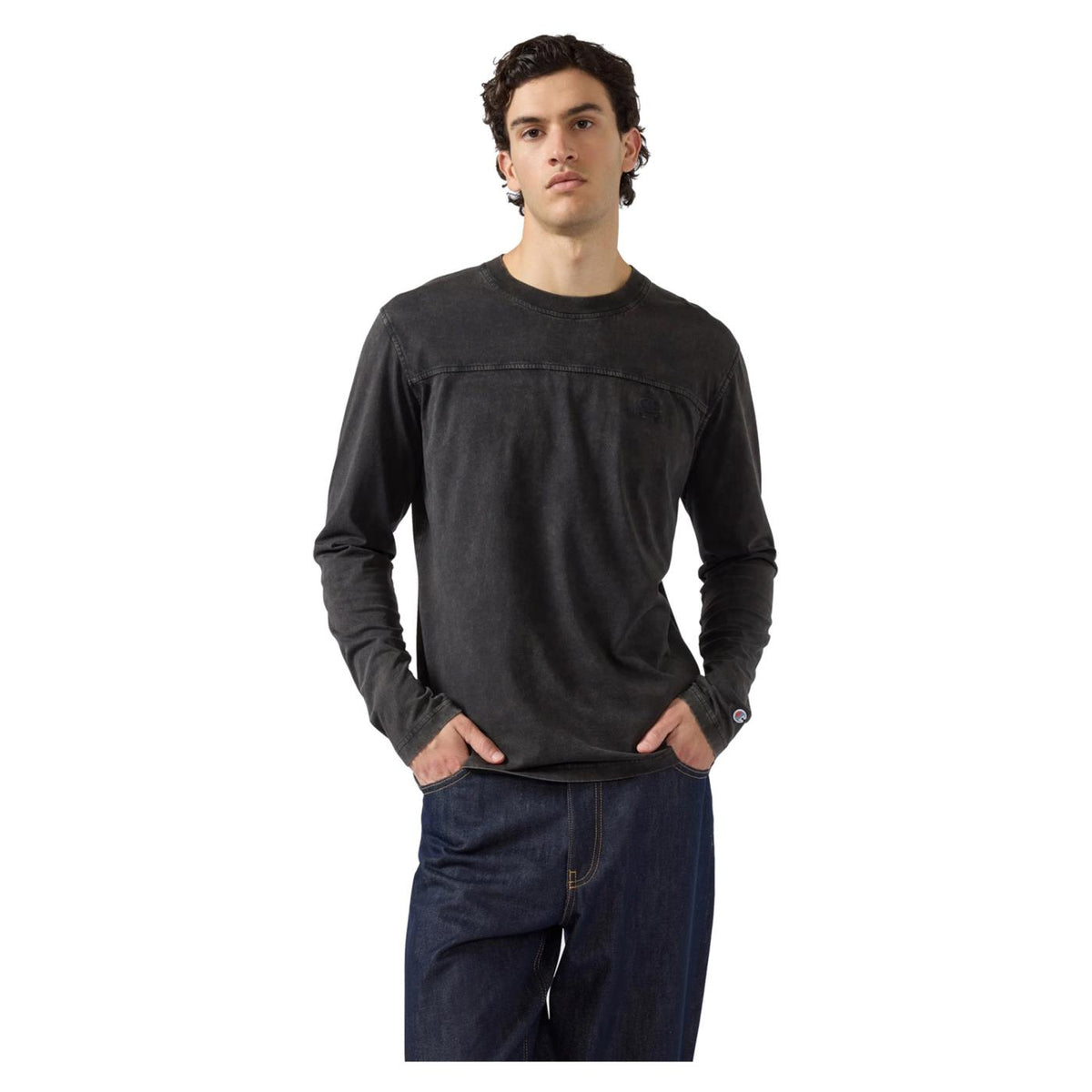 CHAMPION CREWNECK LONG SLEEVE TEE - Nero - vista 2