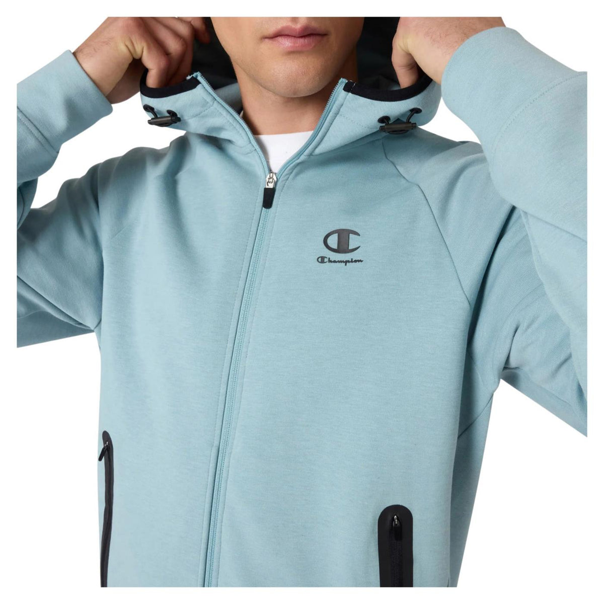 CHAMPION M HOODED FZ SWEATSHIRT - Azzurro - vista 3