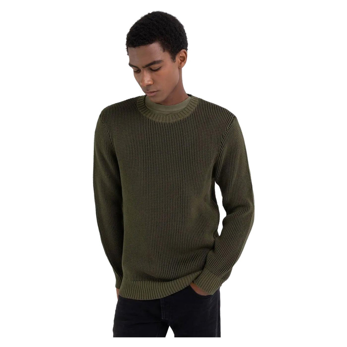 REPLAY MAGLIONE UOMO - Verde militare - vista 3