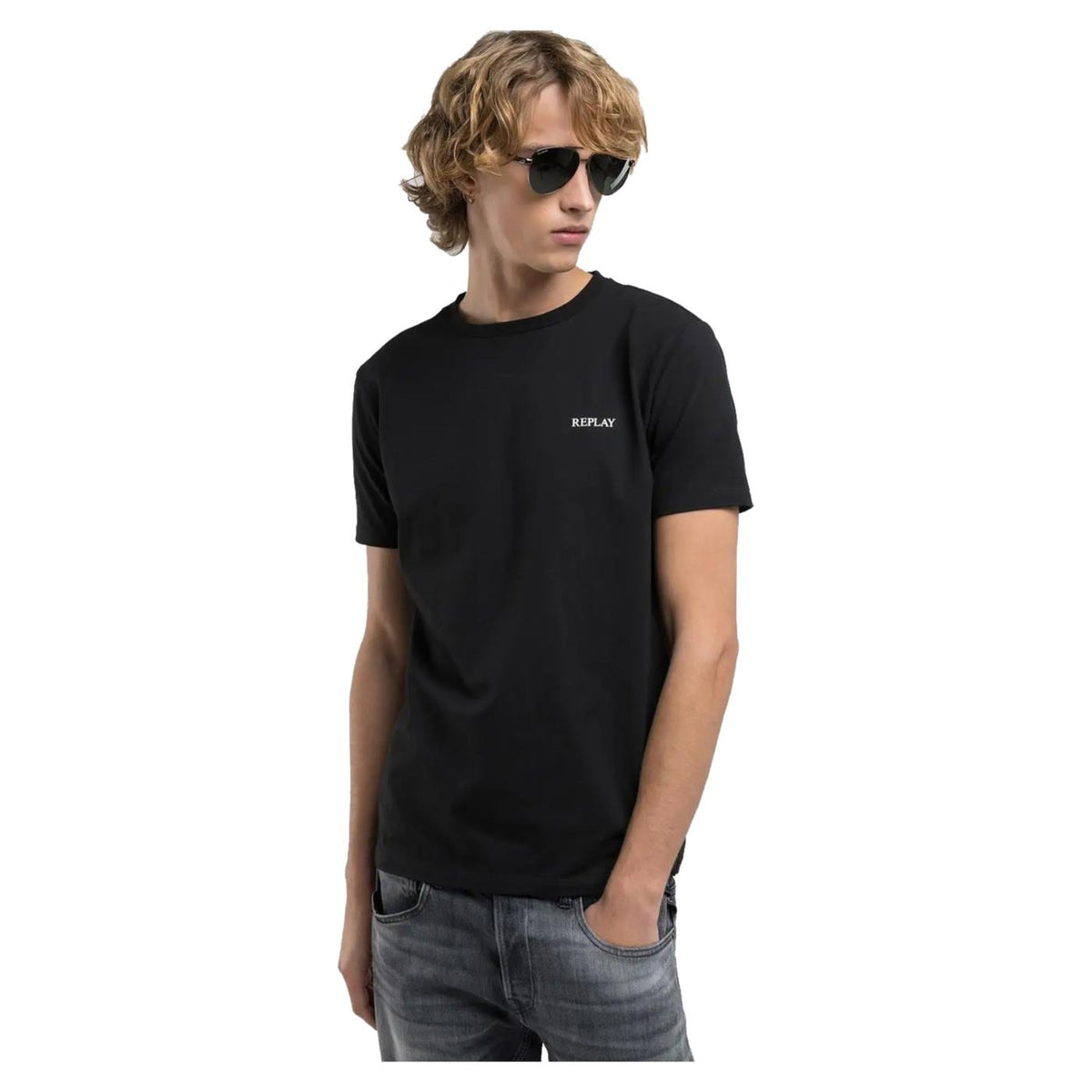 REPLAY TEE IN COTONE LETTERING