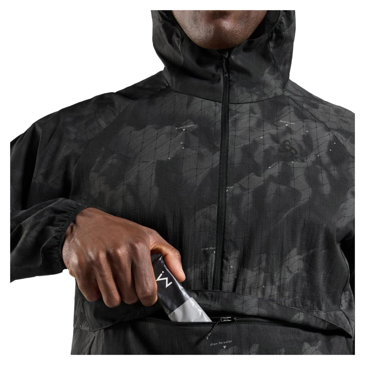 ODLO ZEROWEIGHT PRINT JACKET - C1-nero - vista 2