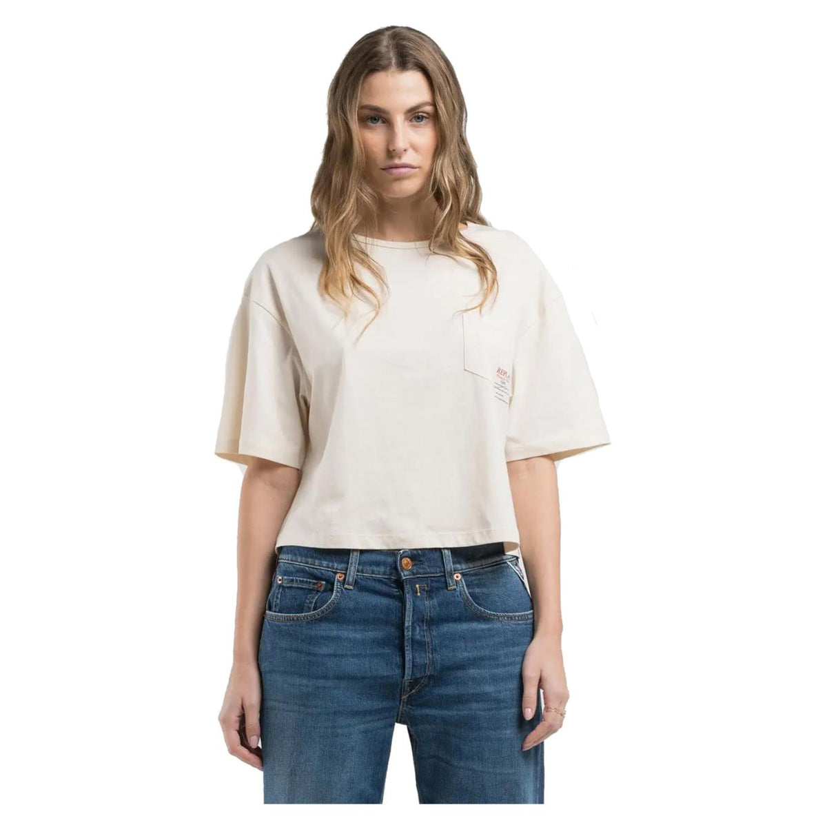 REPLAY W TEE CROPPED POCKET