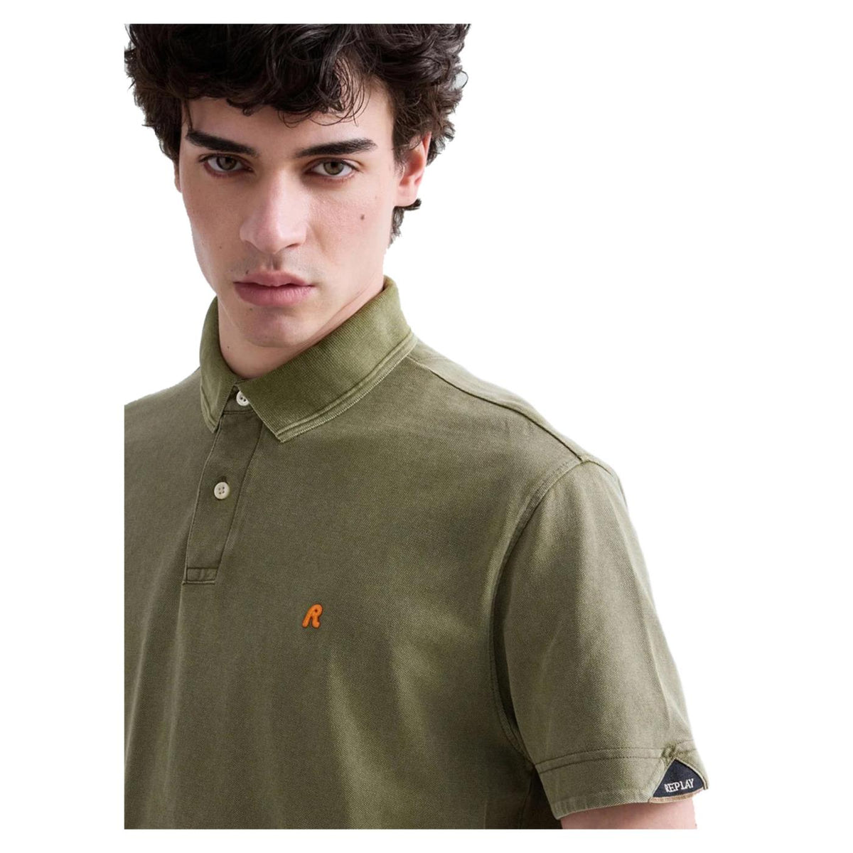 REPLAY POLO MC UOMO CON RICAMO - Militare - vista 3