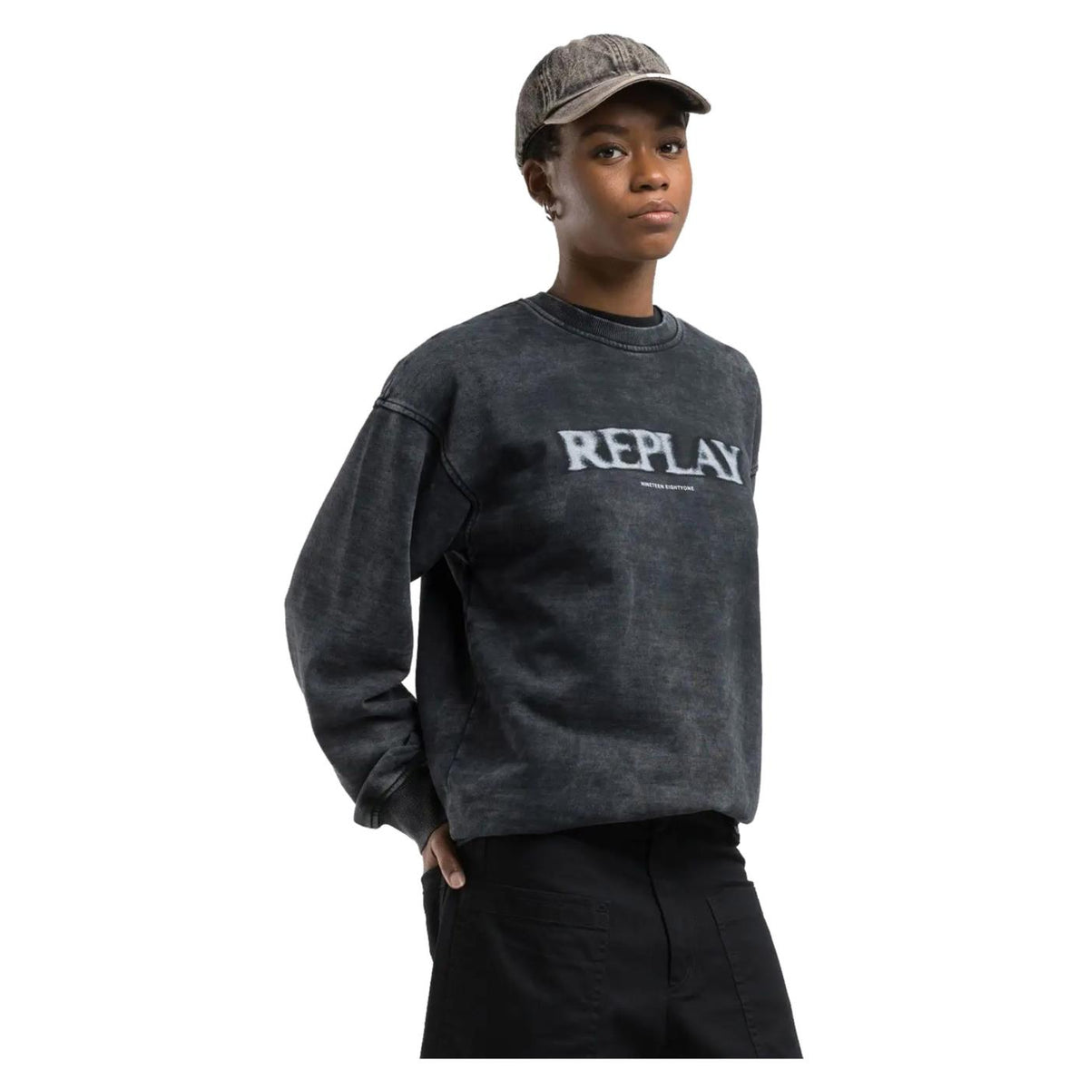 REPLAY FELPA CREW LETTERING