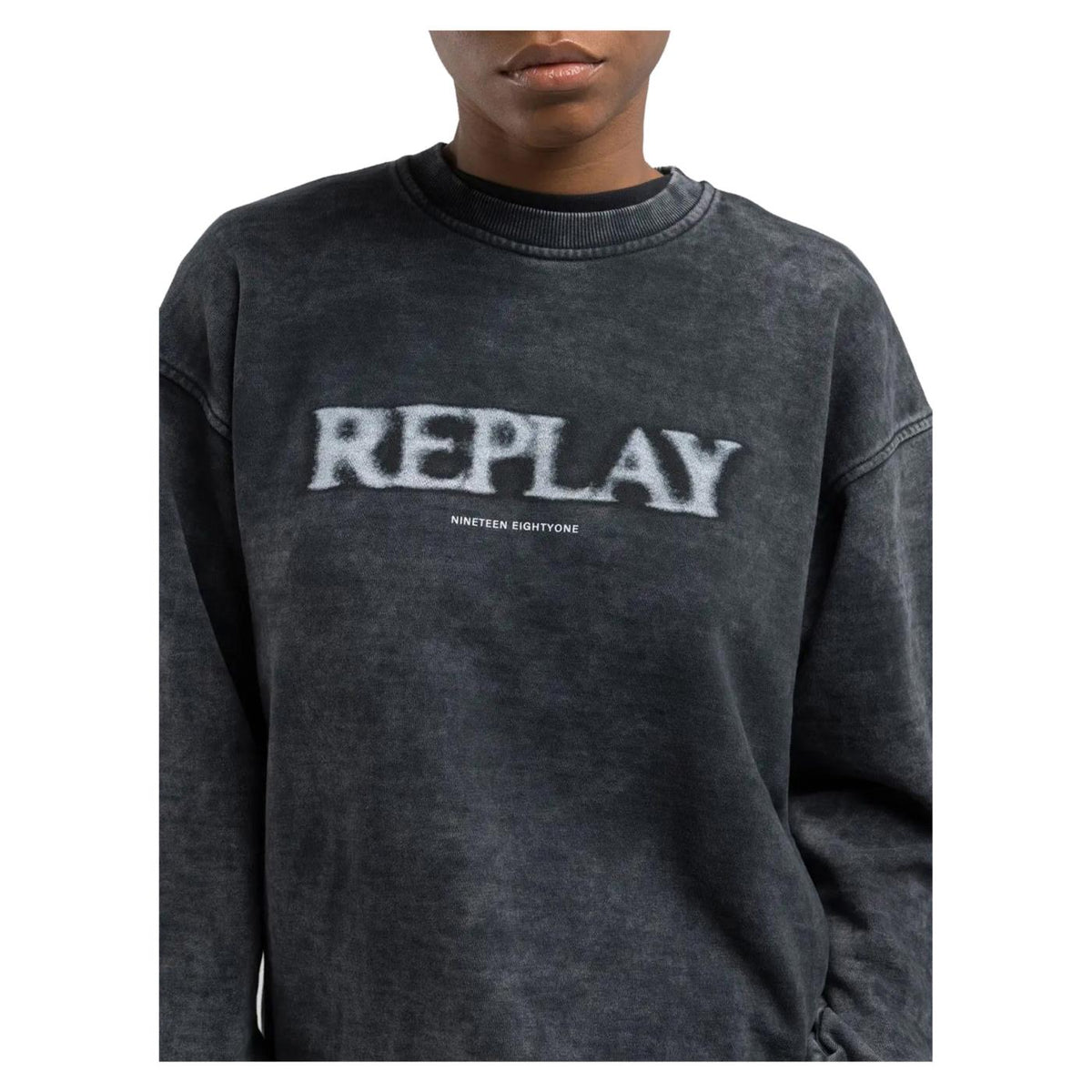 REPLAY FELPA CREW LETTERING