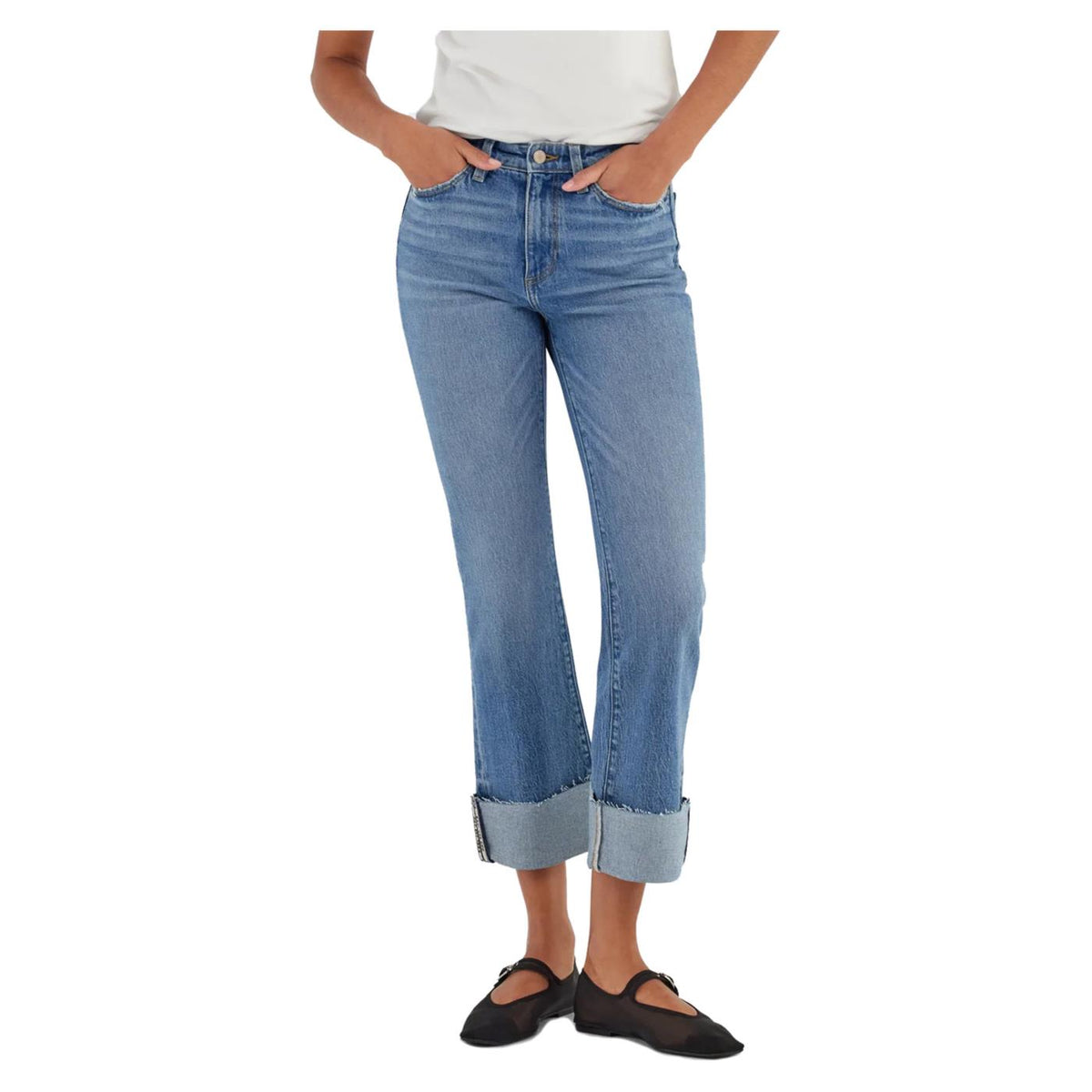GAS STAR CROP FLARE L.26 - Denim - immagine principale