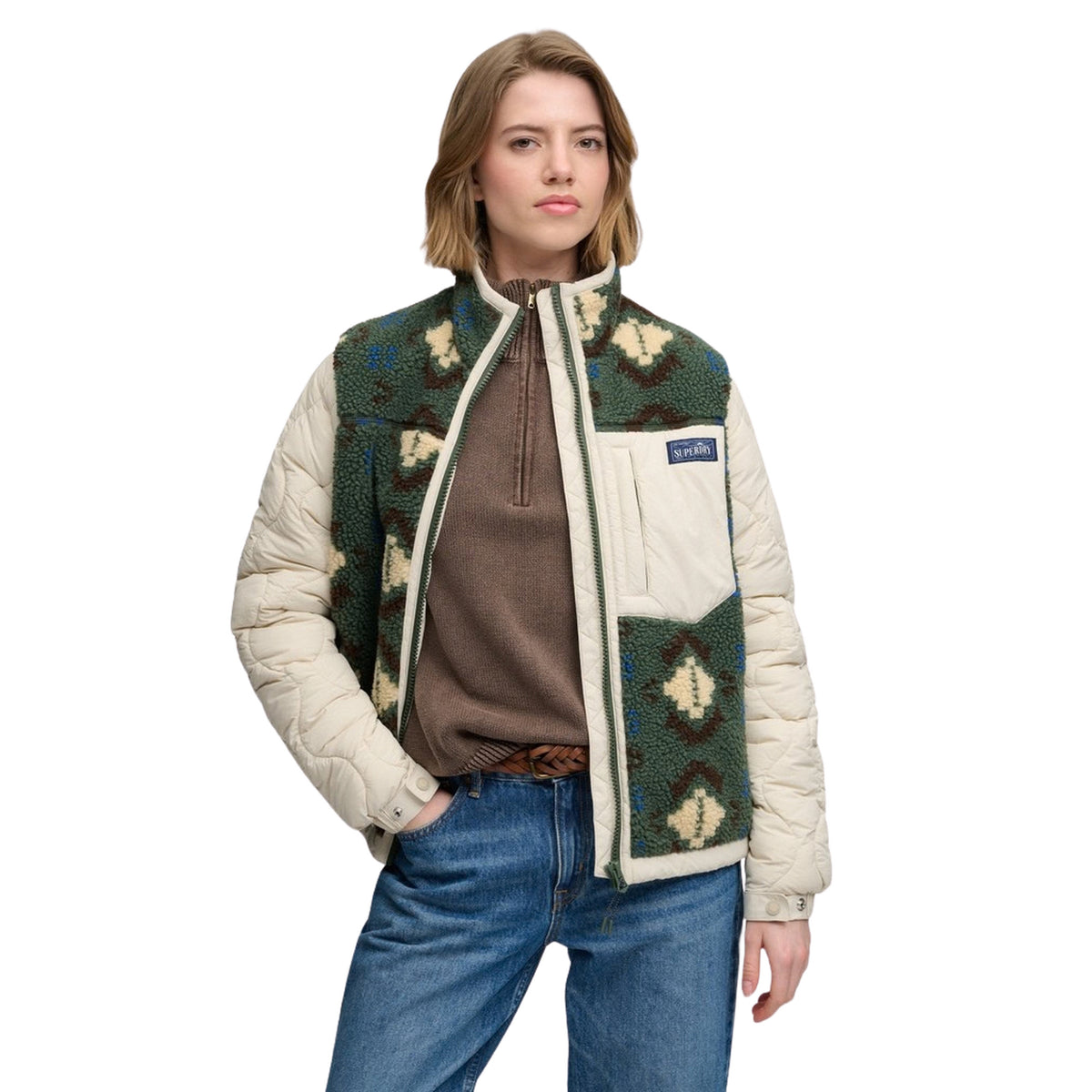 SUPERDRY FLEECE ONION QUILT HYBRID - Beige - immagine principale