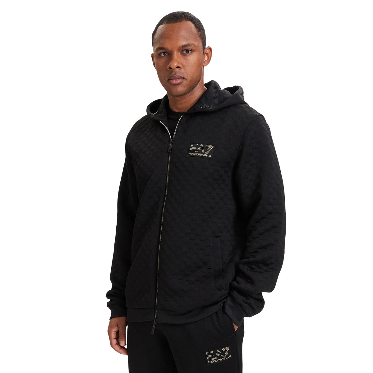 EMPORIO ARMANI 7 EA7 PREMIUM LABEL HOODIE - Nero - immagine principale