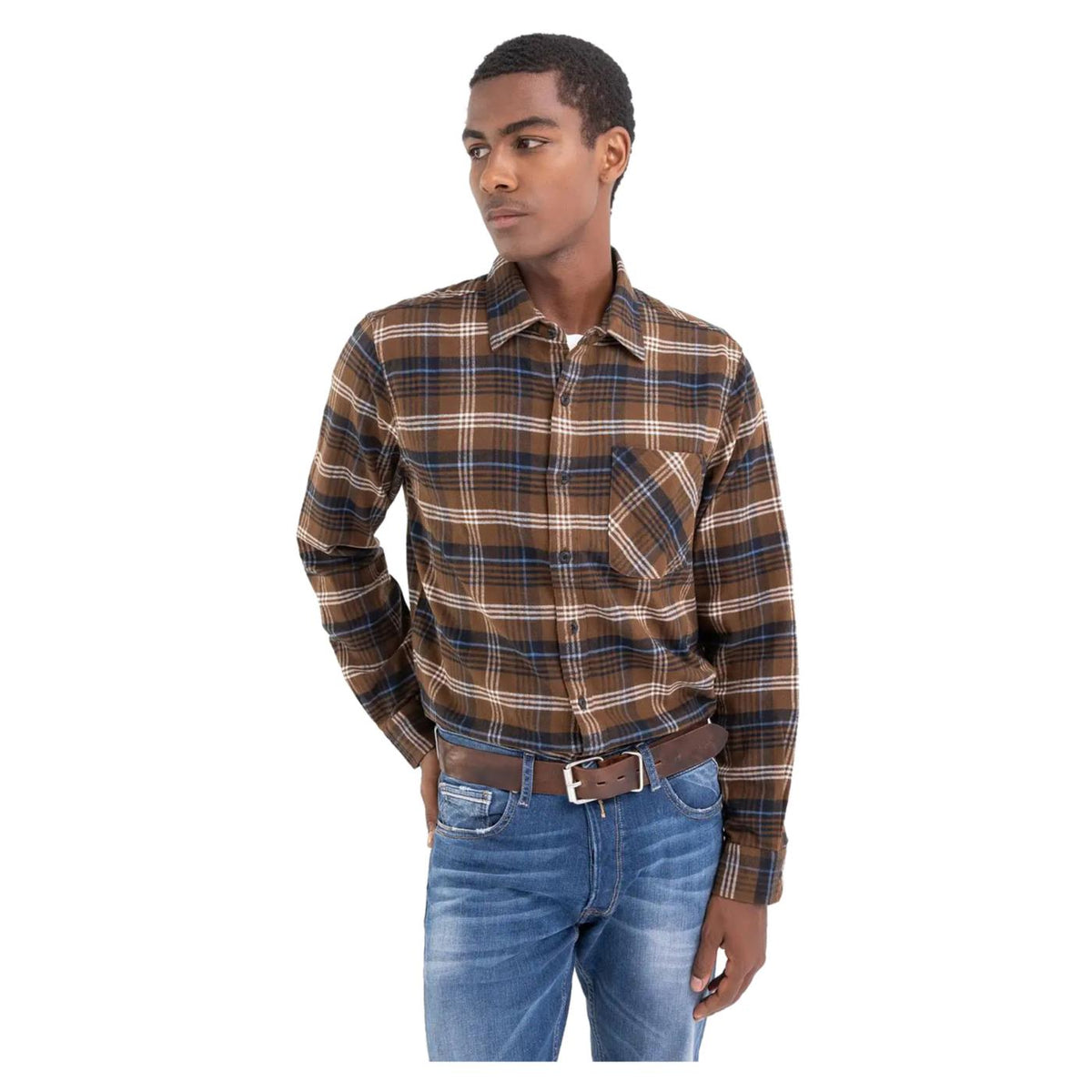 REPLAY CAMICIA UOMO - Marrone scuro - vista 3