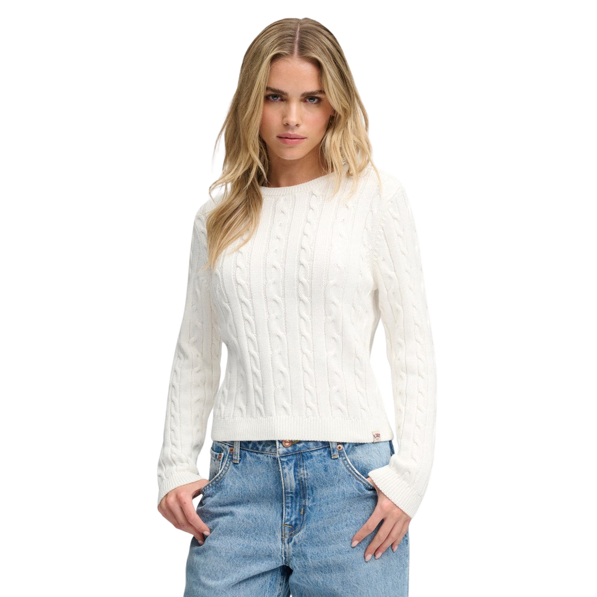 SUPERDRY ESSENTIALS CABLE JUMPER - Bianco - immagine principale