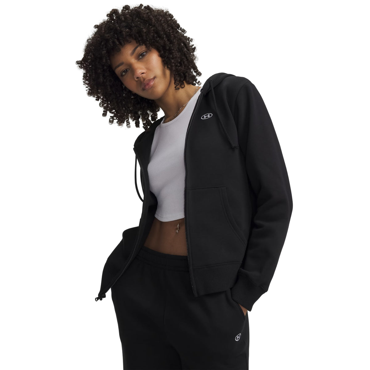 UNDER ARMOUR W RIVAL FLEECE FZ HOODIE - Nero - immagine principale