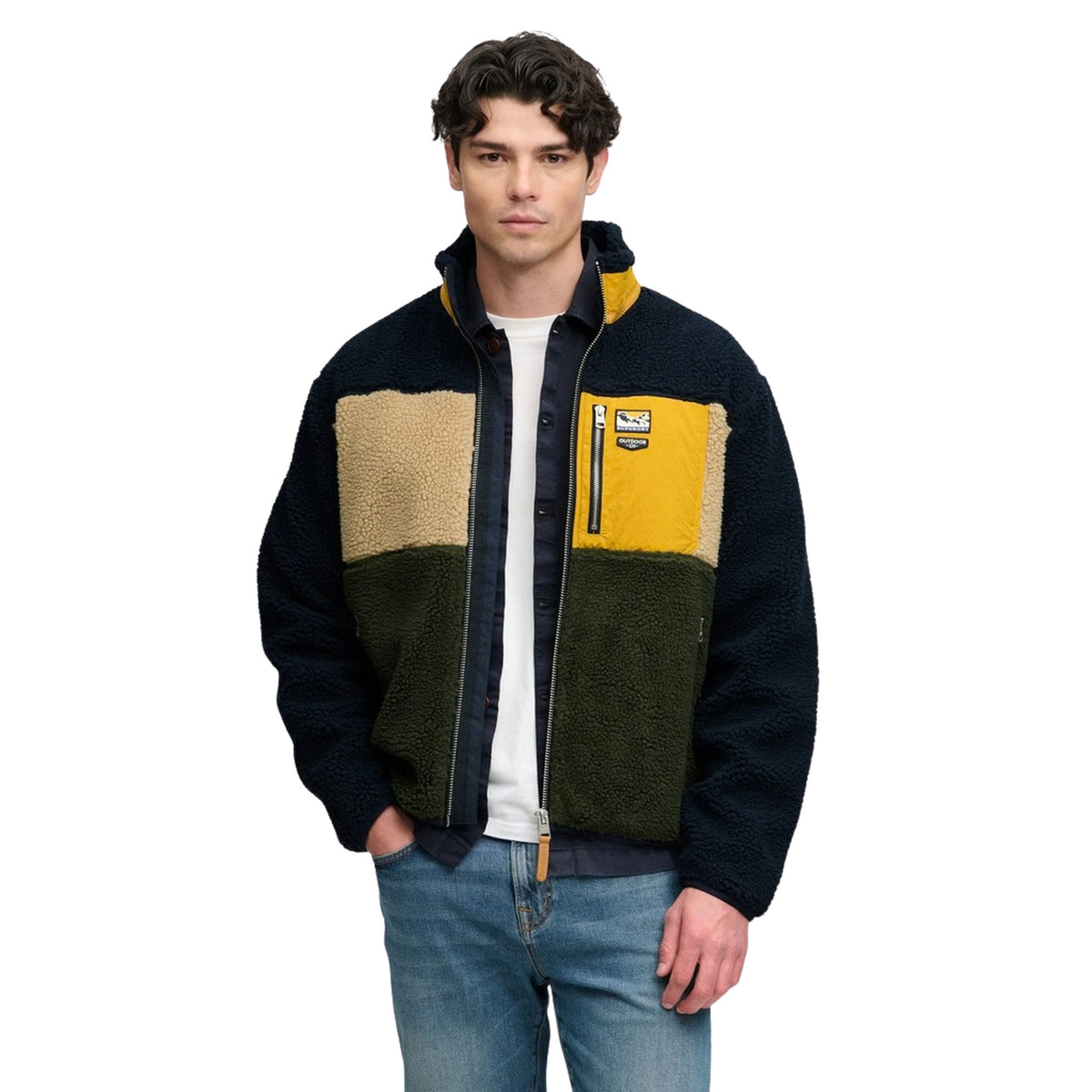 SUPERDRY COLOUR BLOCK RETRO FLEECE - Blu - immagine principale