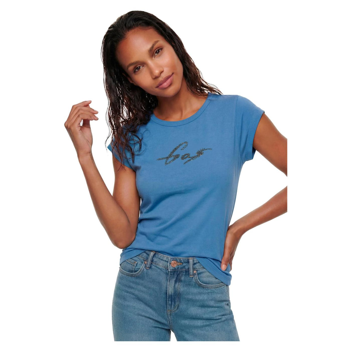 GAS T-SHIRT W HANIKE CAP MC - Azzurro - immagine principale