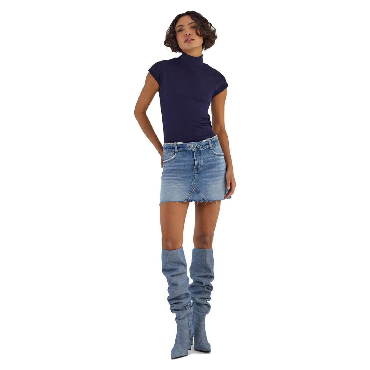 GAS T-SHIRT W HANIS MC COLLAR - Blu - vista 2