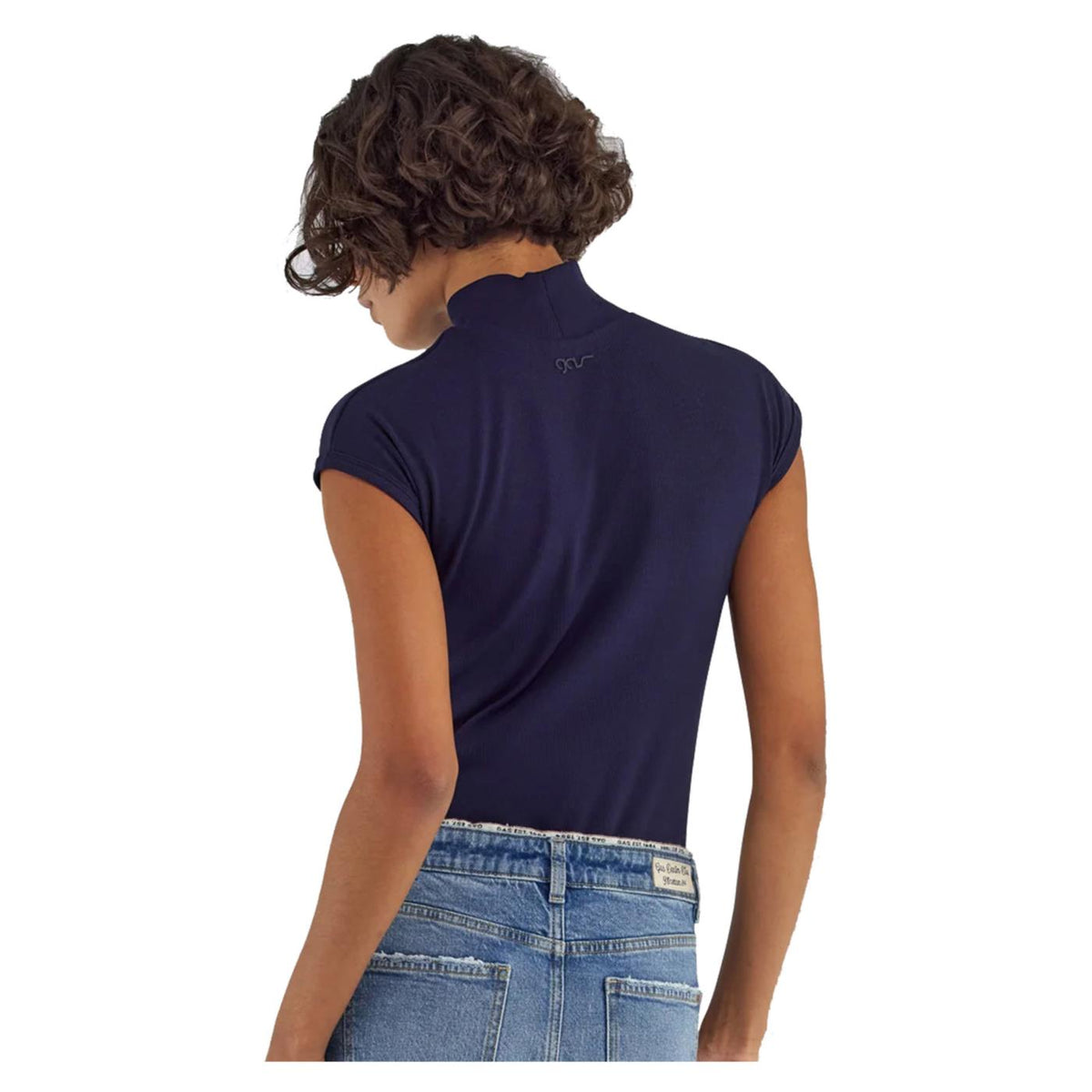 GAS T-SHIRT W HANIS MC COLLAR - Blu - vista 3