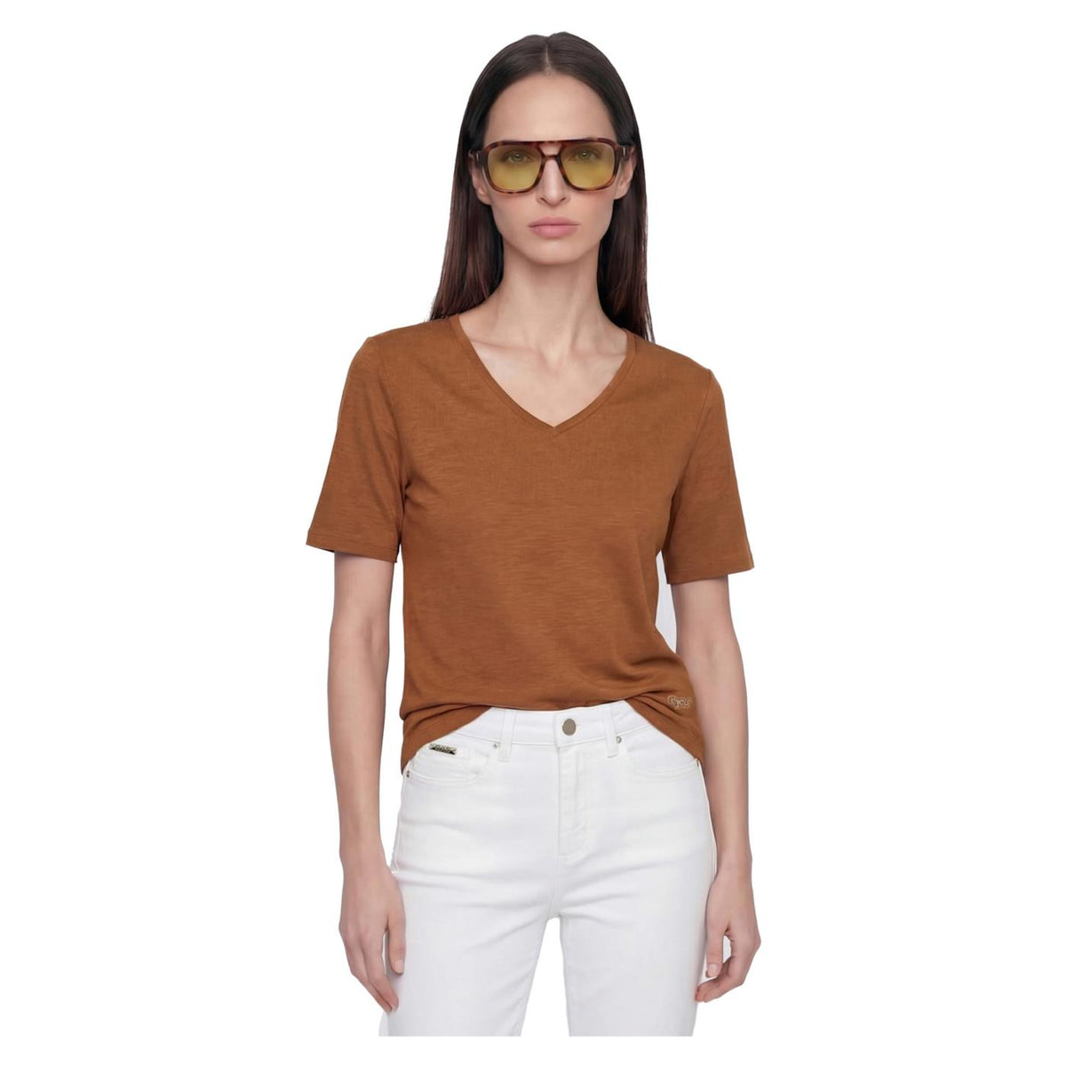 GAS T-SHIRT W ZIRA LIGHT SLUB - Marrone chiaro - immagine principale