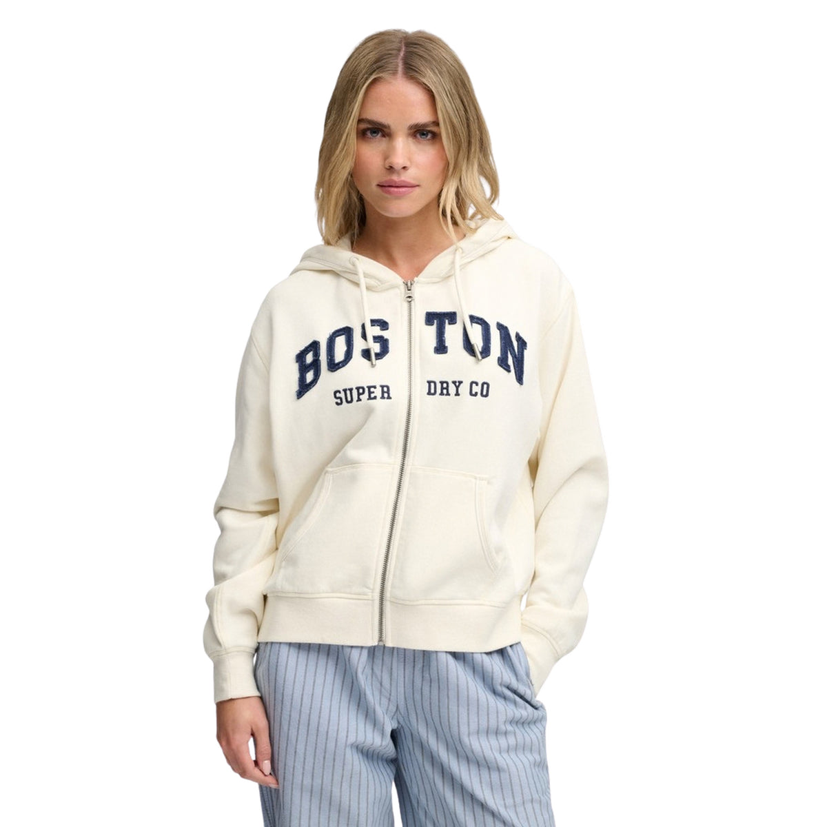 SUPERDRY W RELAXED CROP ZIPHOOD - Beige - immagine principale