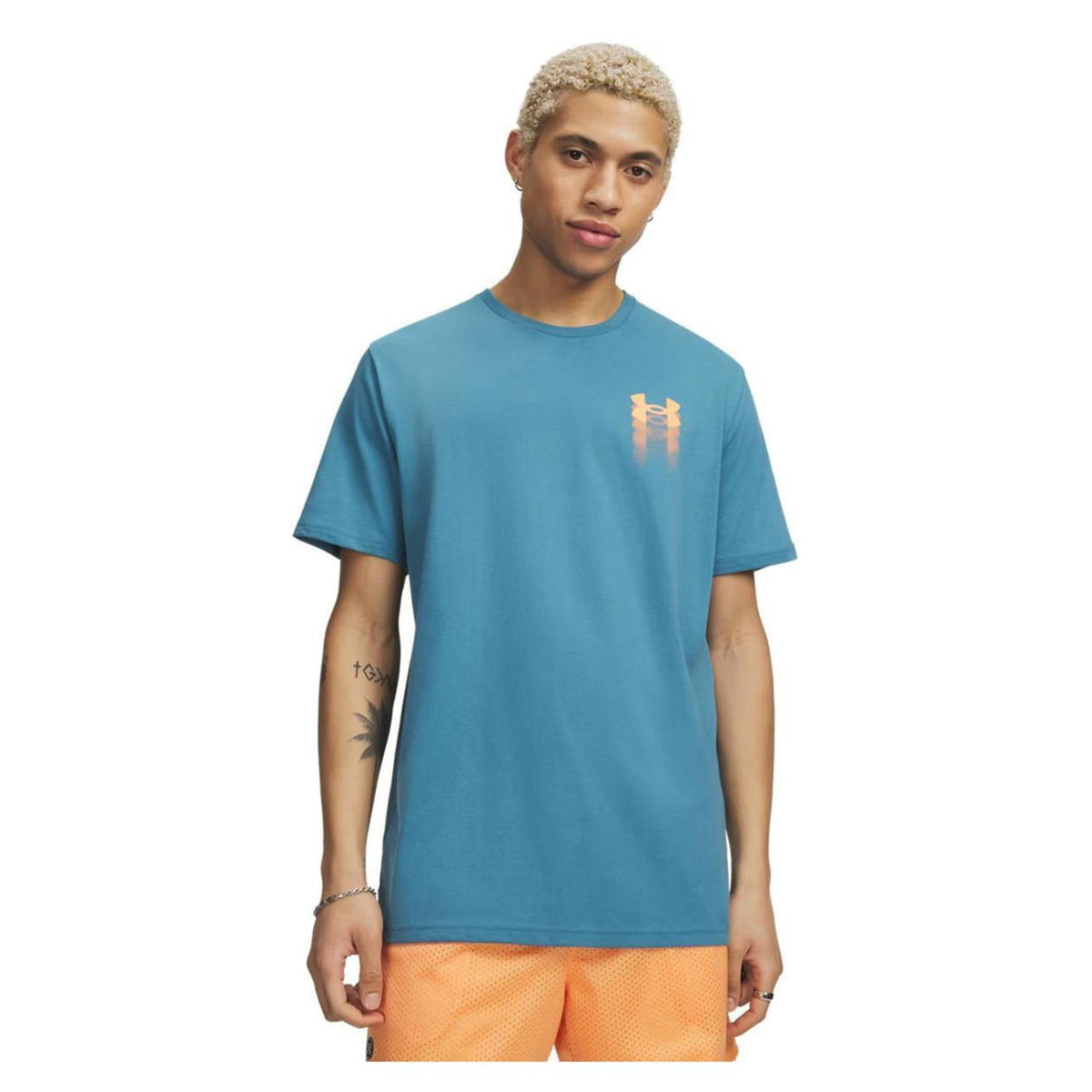UNDER ARMOUR BLUR LOGO SS TEE - Turchese - immagine principale