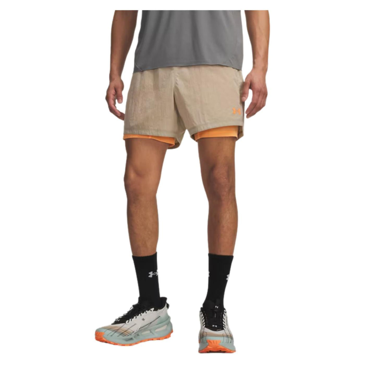 UNDER ARMOUR TRAIL RUN 5 LINED SHORT - Beige - immagine principale