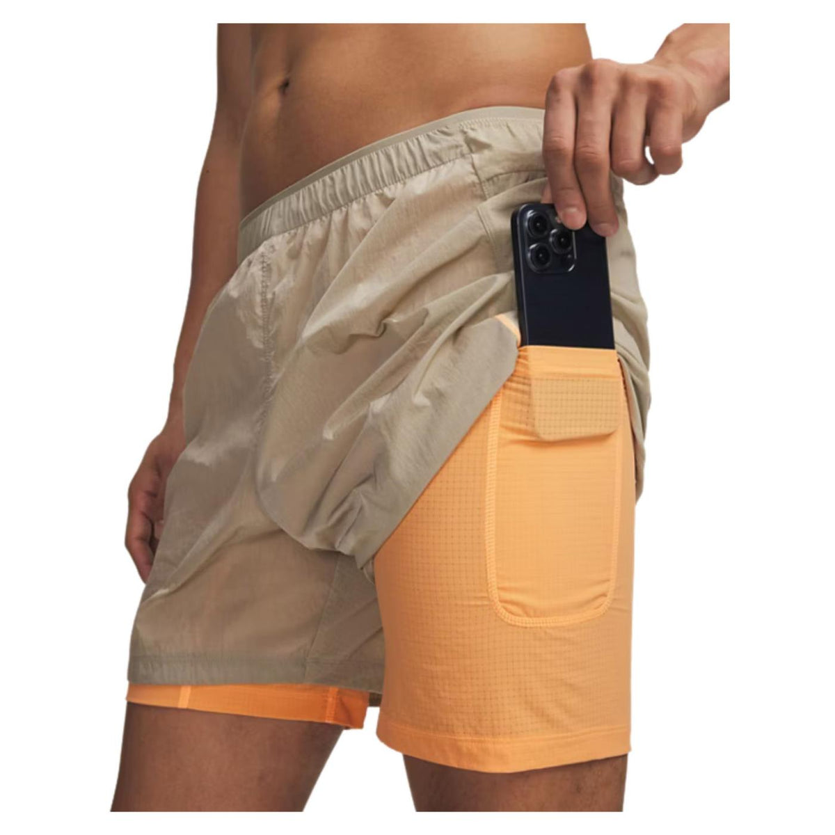 UNDER ARMOUR TRAIL RUN 5 LINED SHORT - Beige - vista 3