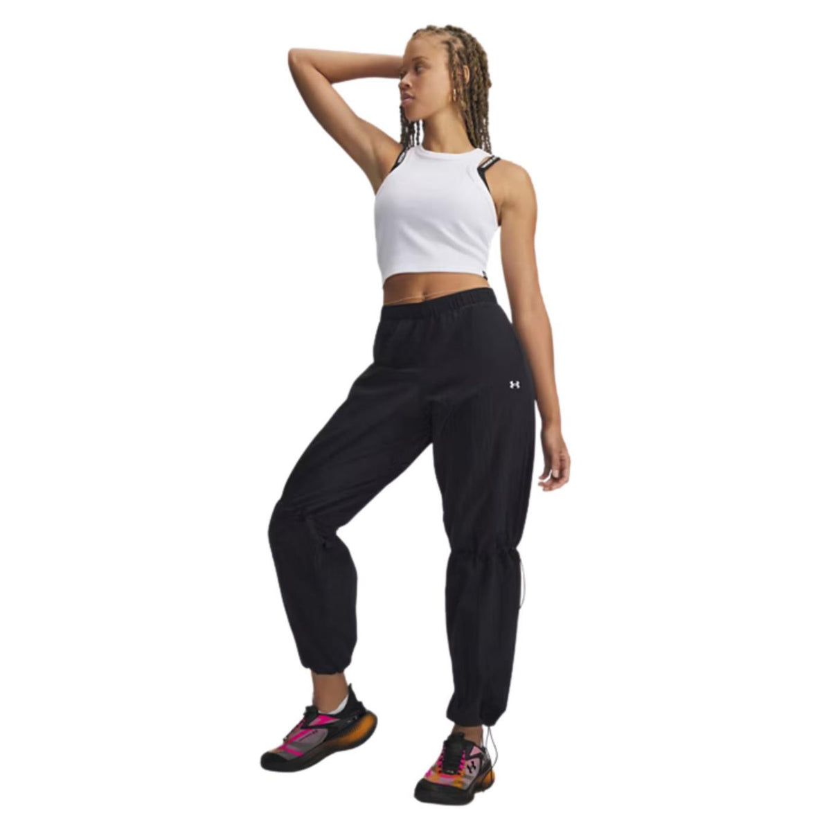 UNDER ARMOUR W RIVAL WOVEN BUNGEE PANT - Nero - vista 3