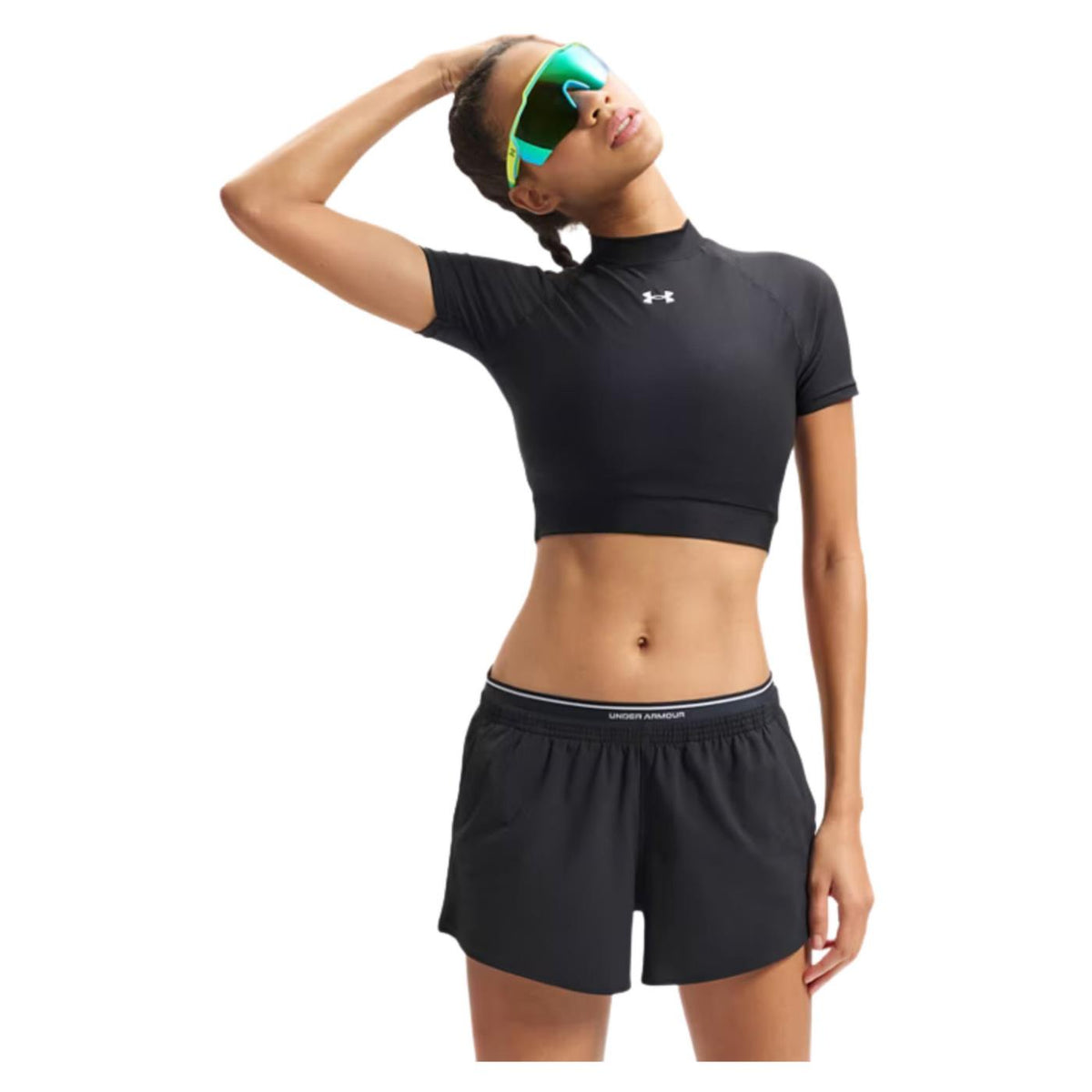 UNDER ARMOUR W HEATGEAR CROP MOCK TEE - Nero - immagine principale