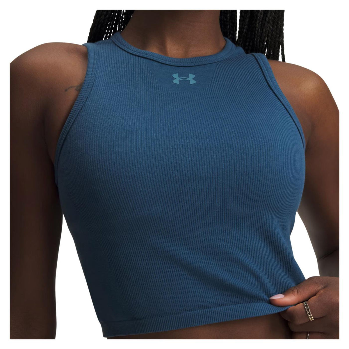 UNDER ARMOUR SEAMLESS COTTON HAND TANK - Blu - vista 3