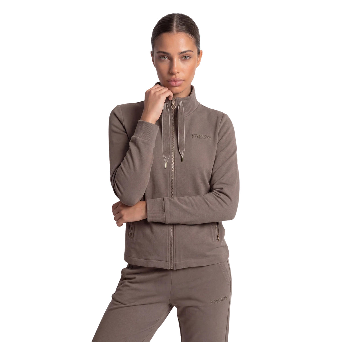 FREDDY W COLLEGE LUXE FZ FLEECE - Marrone chiaro - immagine principale
