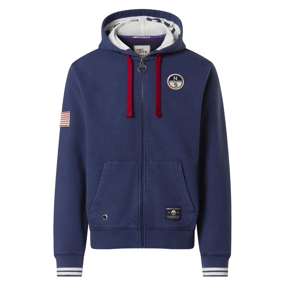 NORTH SAILS FELPA FULL ZIP CAPPUCCIO - Blu - vista 3