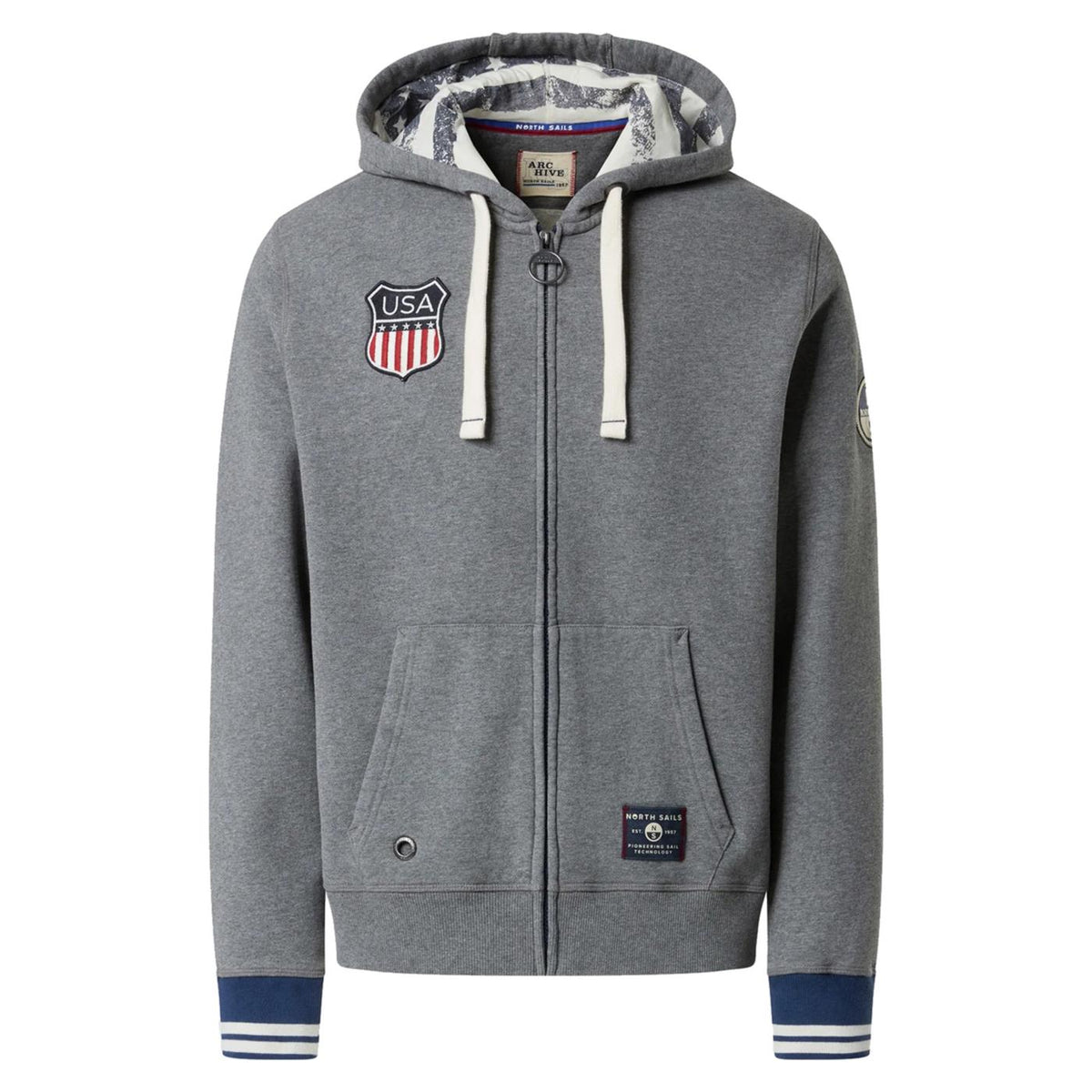 NORTH SAILS FELPA FULL ZIP CAPPUCCIO - vista 3