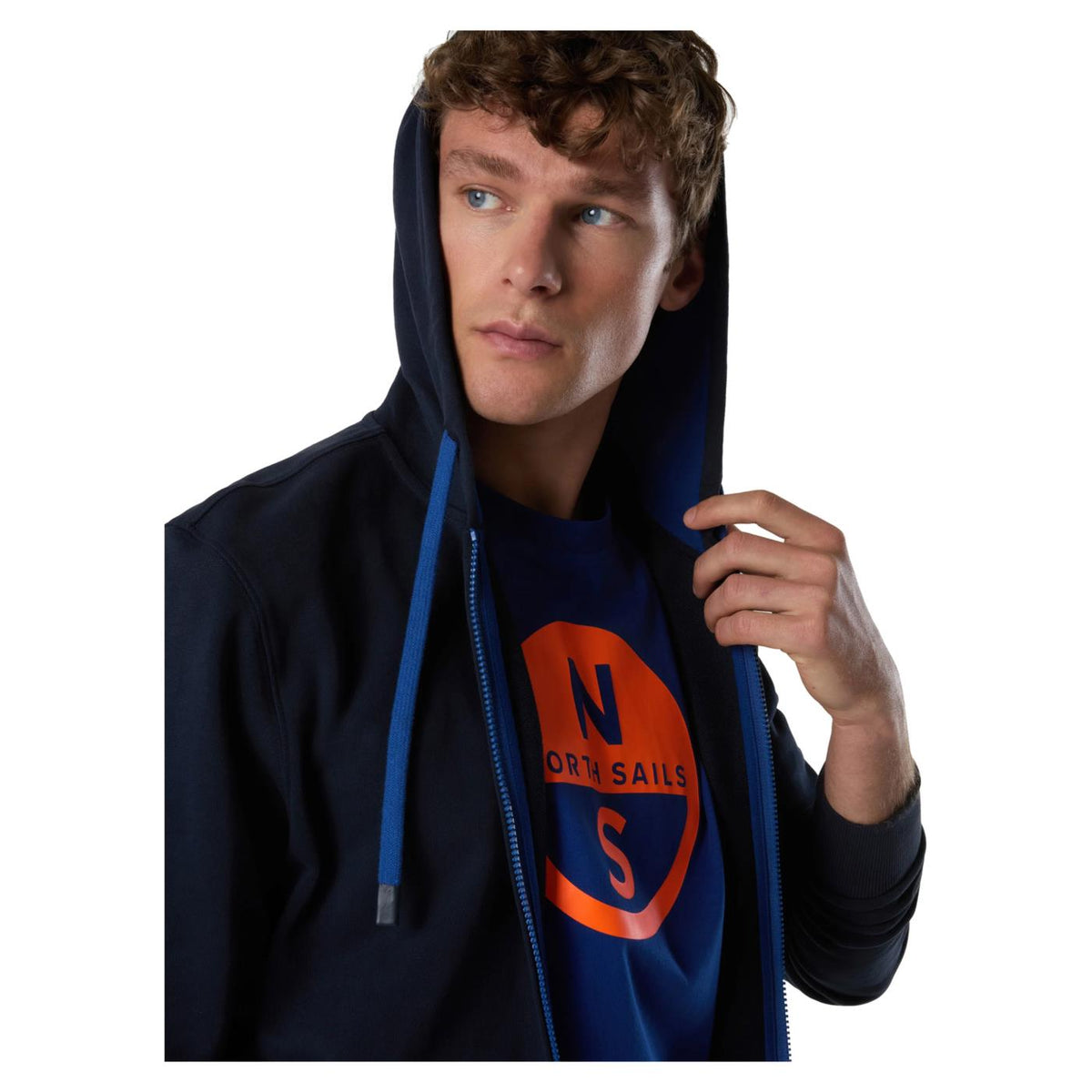 NORTH SAILS FELPA LOGO HOODY FULL ZIP - Blu - vista 4