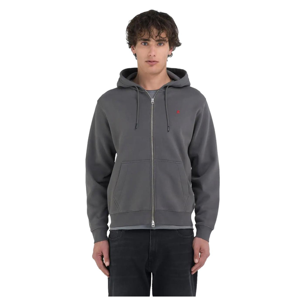 REPLAY FELPA ZIP CAPPUCCIO