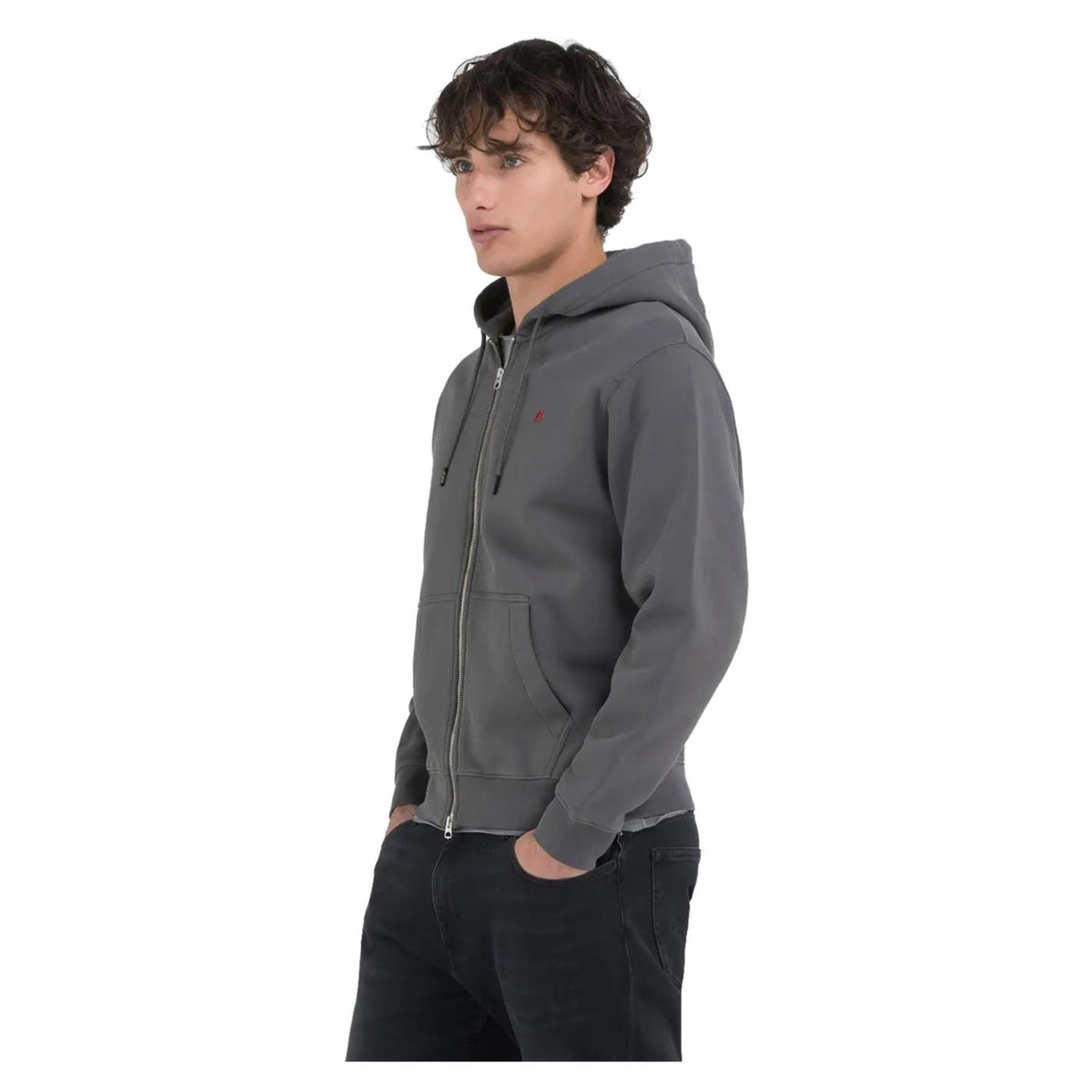 REPLAY FELPA ZIP CAPPUCCIO
